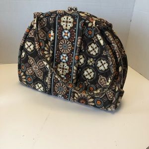 Vera Bradley Large Snap Tote Purse Brown Orange Floral Design Women's Bag